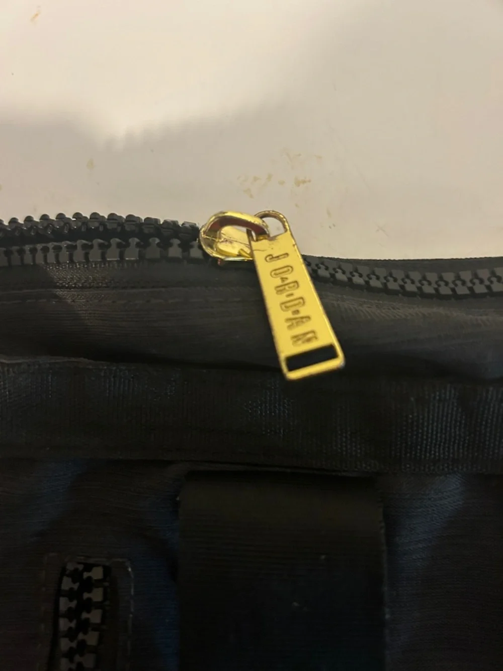 Jordan Black Duffel Bag with Gold Jumpman Accent
